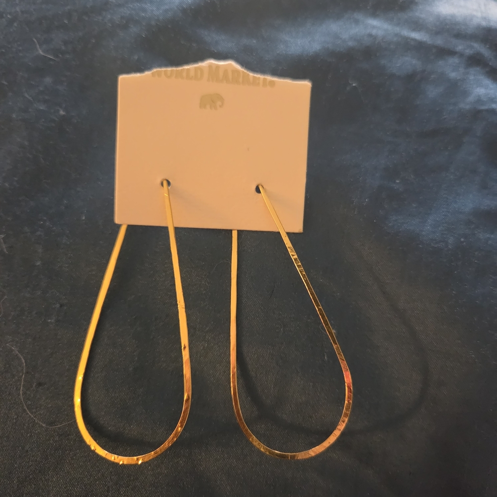 Cost Plus World Market Gold Teardrop Hoop Earrings